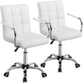 Adjustable Swivel Faux Leather Office Chair White Y412