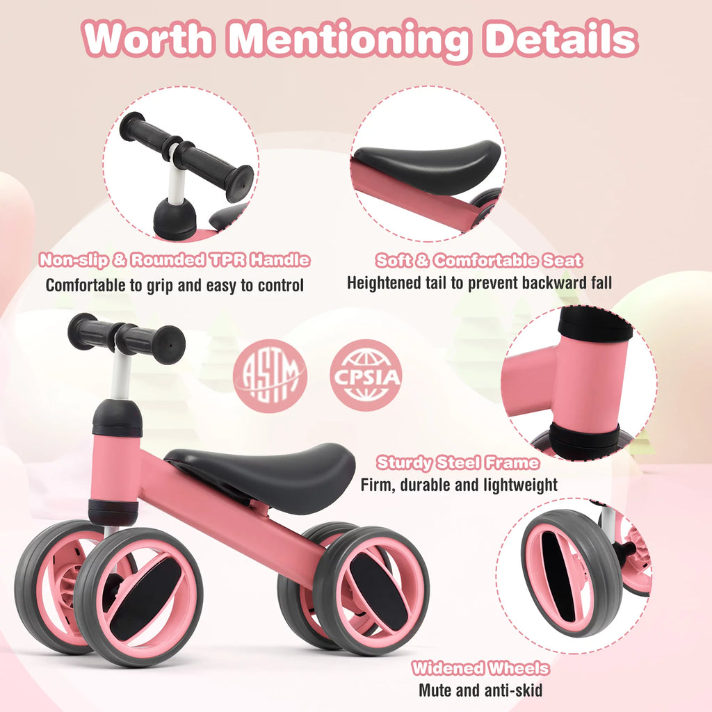 Pink 4 Wheels Baby Balance Bike U3481