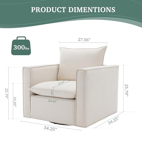 Beige Upholstered Swivel Accent Chair W842