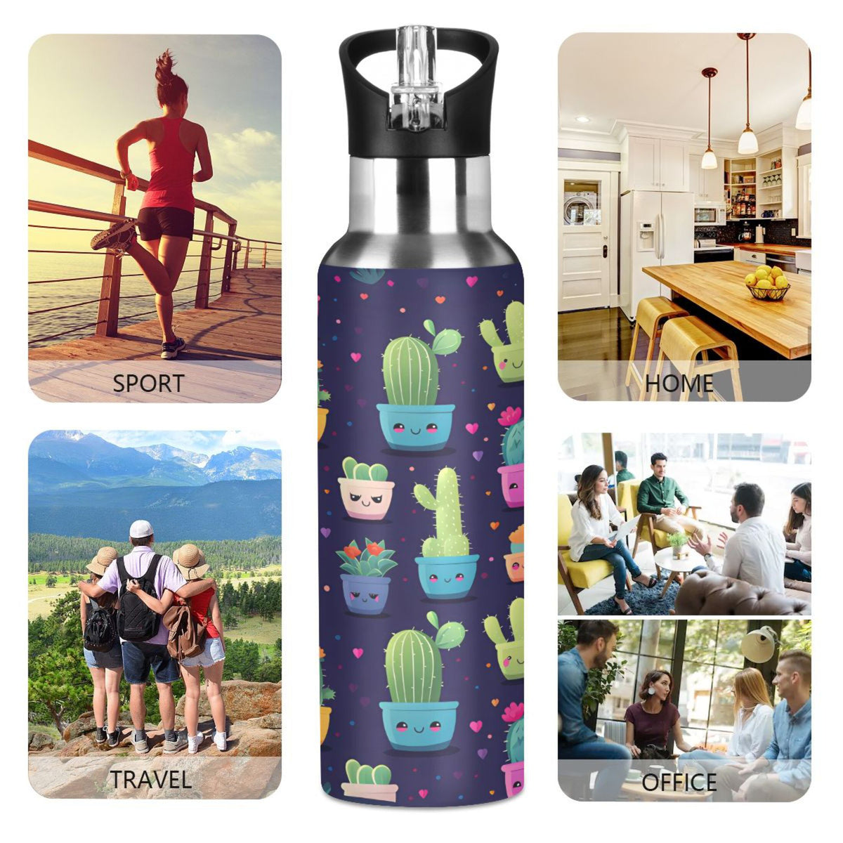 Stainless Steel Insulated Water Bottle with Straw Lid G8815