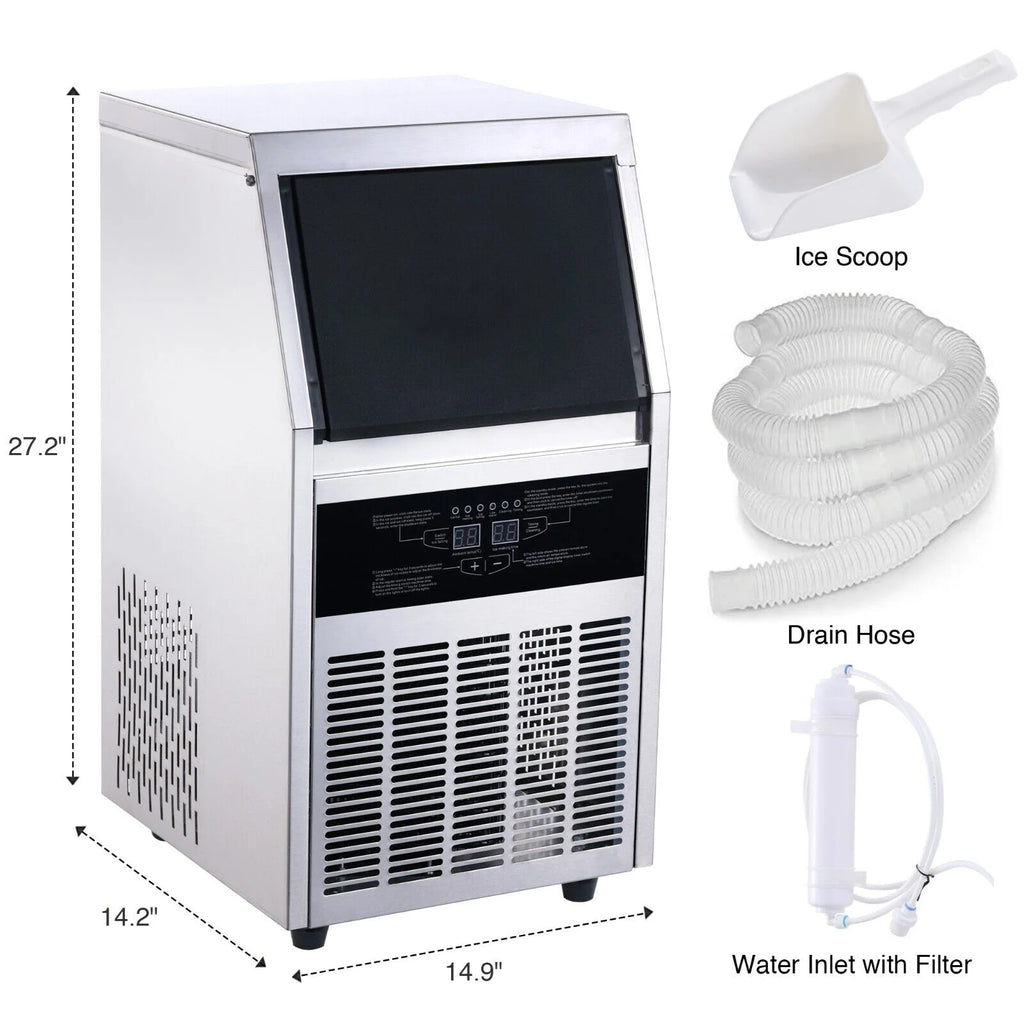 Commercial Ice Maker 90lb Stainless Steel Cube Machine C6661