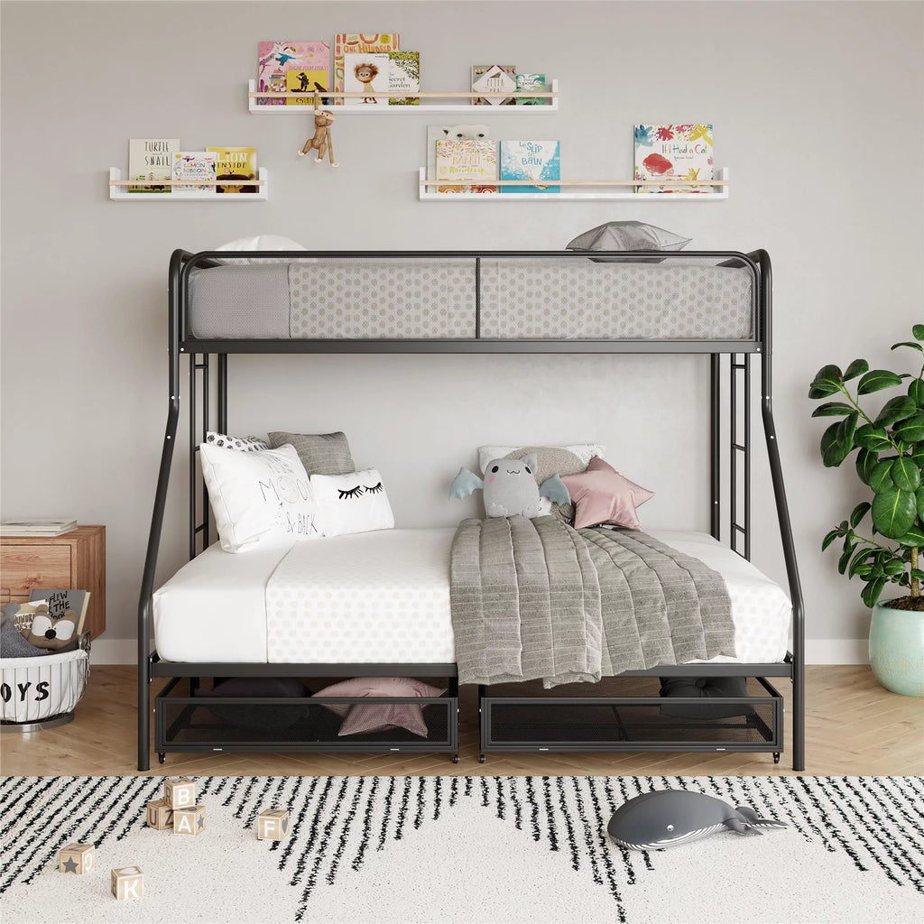 Black Metal Bunk Bed with Storage Drawers S968346