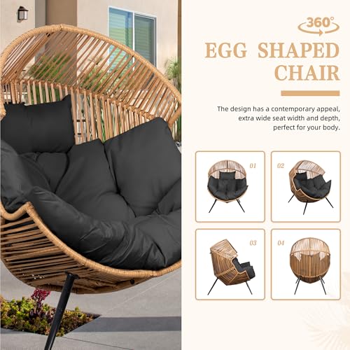 Oversized PE Rattan Wicker Egg Chair with Cushion P2051