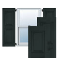 Dark Green Sapele Mahogany Raised Panel Shutters Pair J39121