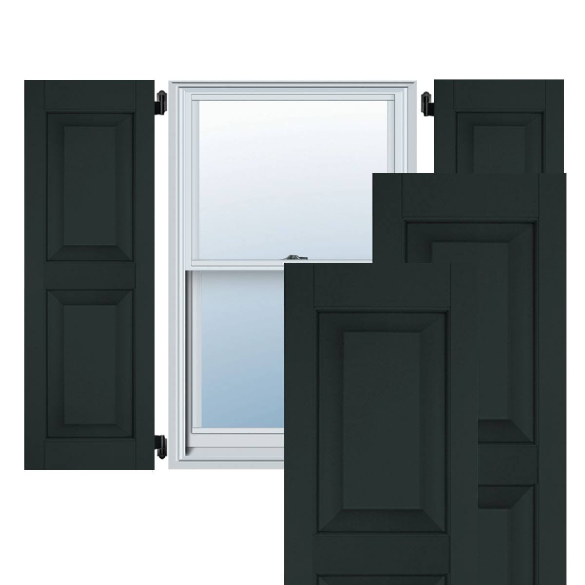 Dark Green Sapele Mahogany Raised Panel Shutters Pair J39121