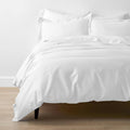 White Solid Bamboo Cotton Sateen Twin Duvet Cover P5274