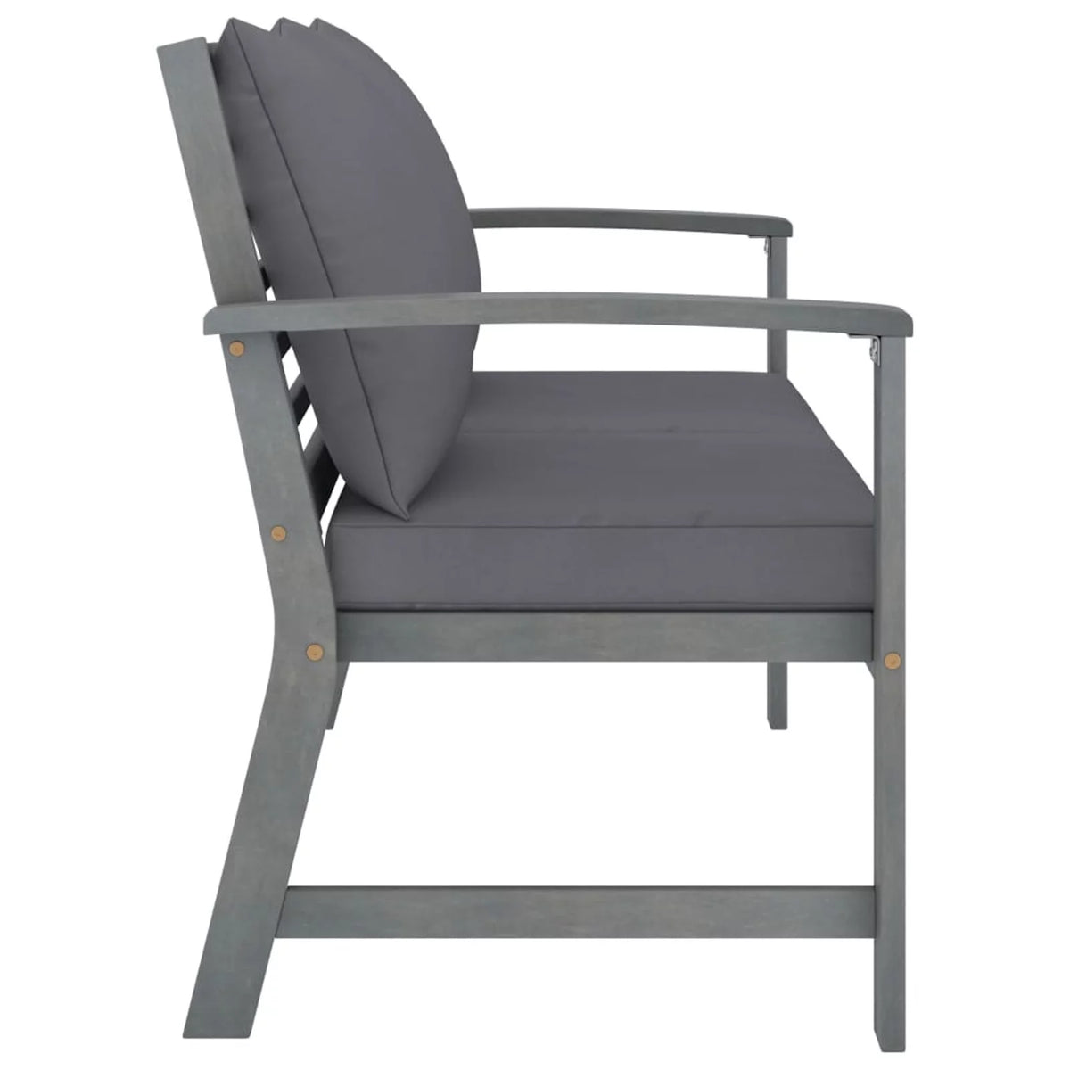 Dark Gray Cushion Solid Acacia Wood Patio Bench X25976