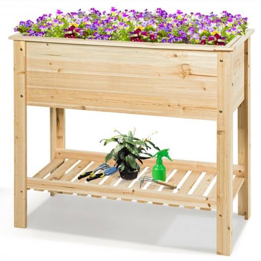 Raised Garden Bed with Storage Shelf J249