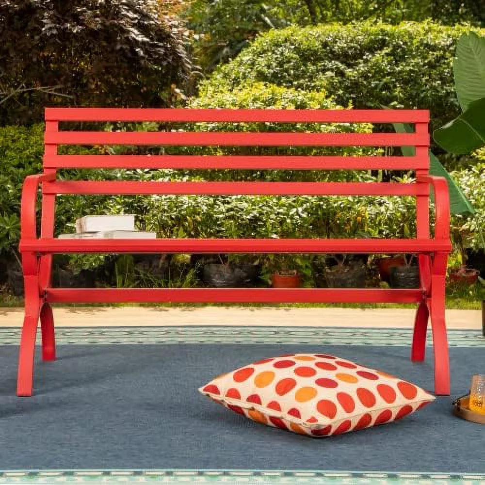 Outdoor Garden Patio Bench with Backrest and Armrest Black V81322