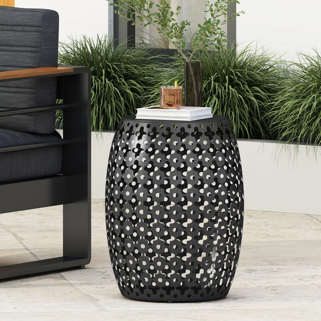 Black Metal Outdoor Side Table L37811
