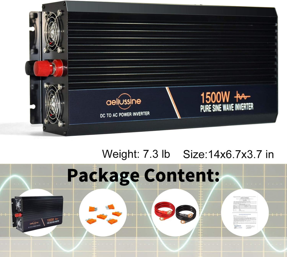 1500 Watt Pure Sine Wave Power Inverter 48 Volt DC to AC 110V 120V with LCD Display J571