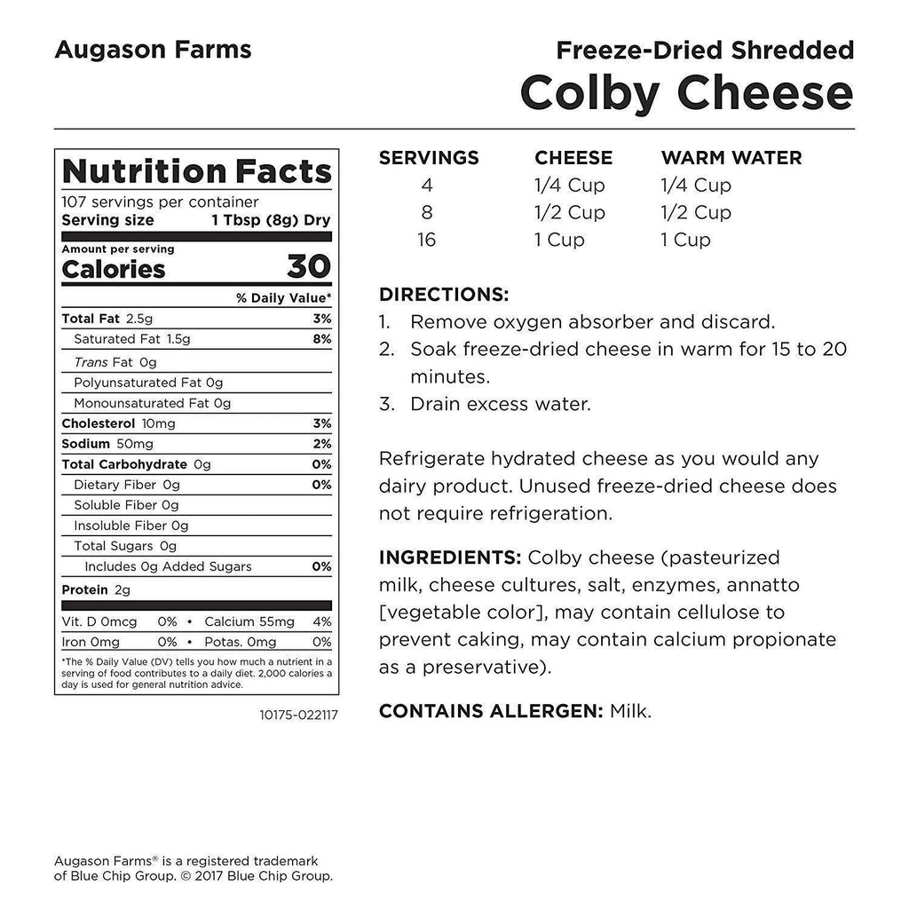 Freeze Dried Shredded Colby Cheese 1 lbs 14 oz No. 10 Can Q3309