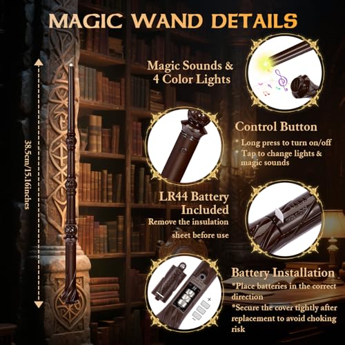 Light Up Magic Wand with Sounds & 4 Color Lights 4PCS N88970