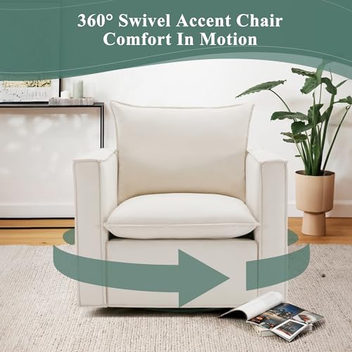 Beige Upholstered Swivel Accent Chair W842