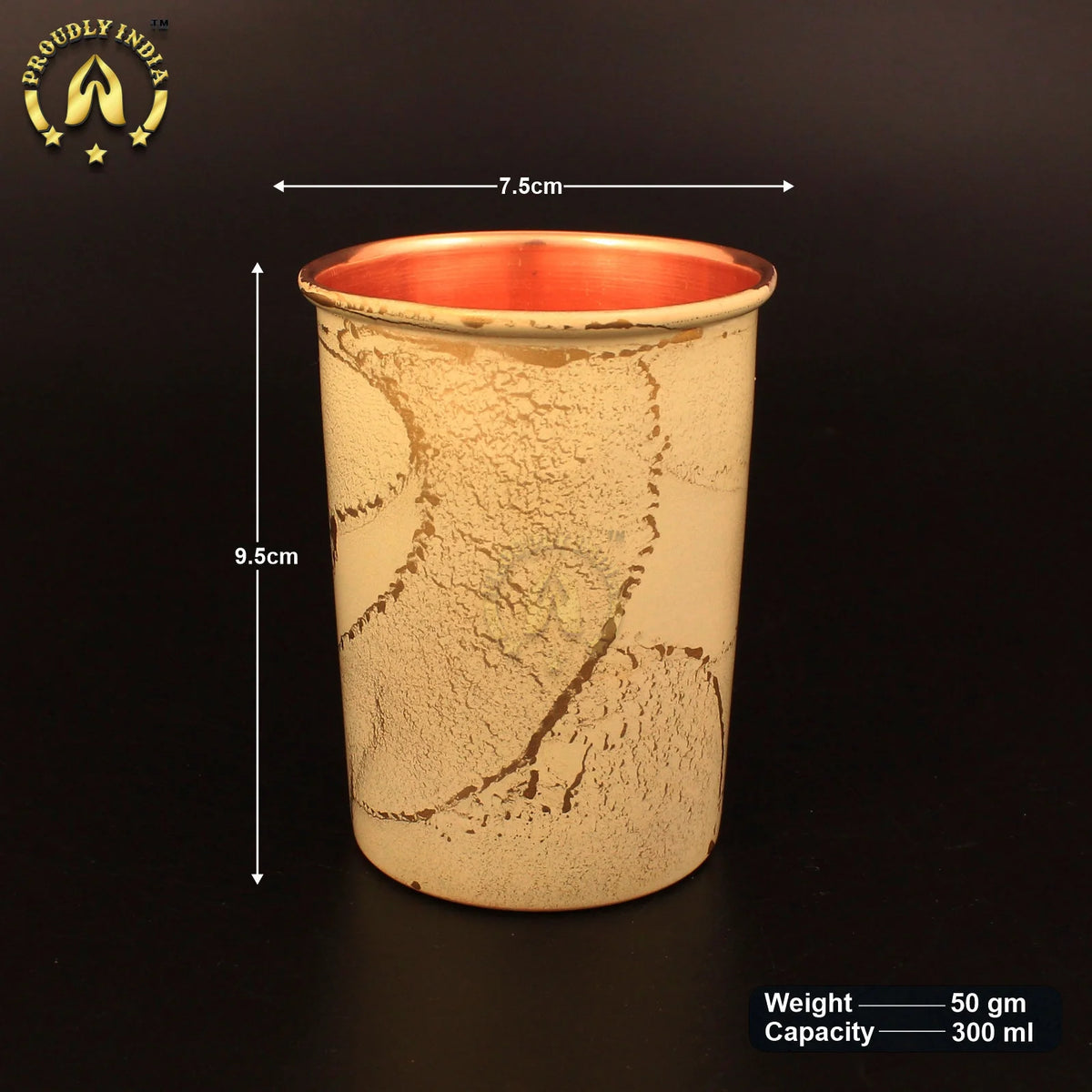 White Copper Water Bottle 1 Liter with 2 Glasses S9397