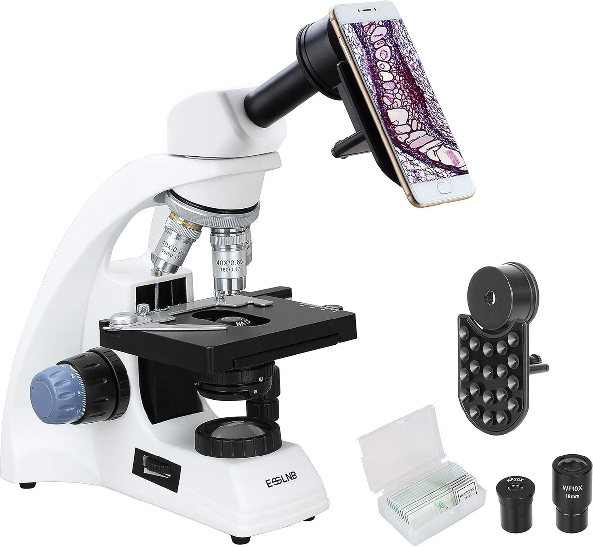40X-1000X Biological Compound Microscope with Cell Phone Adapter and Slides T813