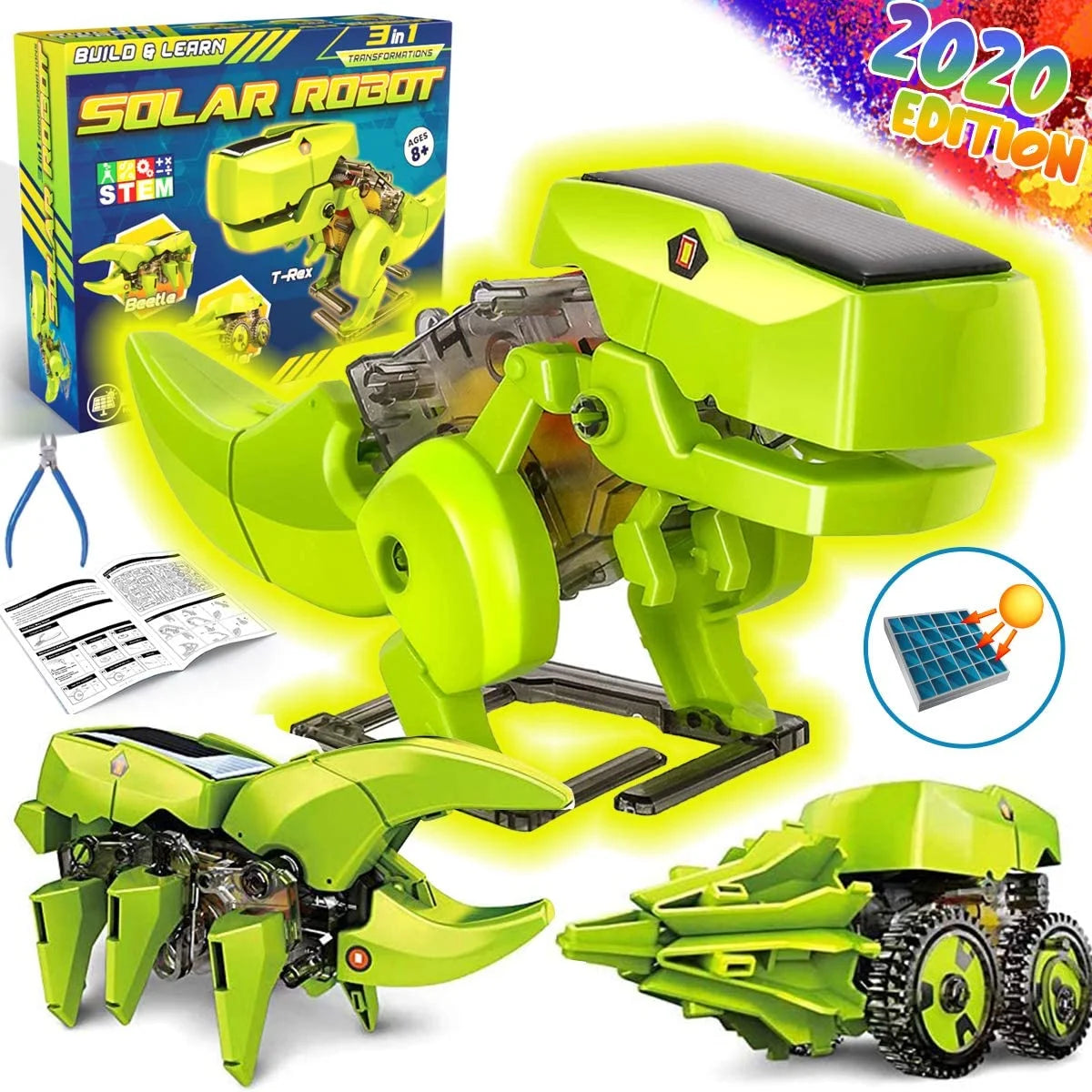 Solar Robot Kit 3-in-1 STEM Projects Robot Kit, Education Science Experiment Kit for Kids Aged 8-12 and Older U765