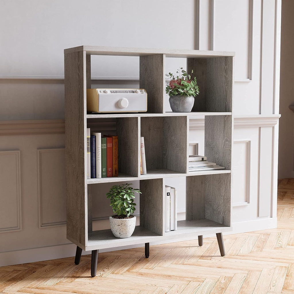 Light Gray 7 Cube Bookshelf Y416743