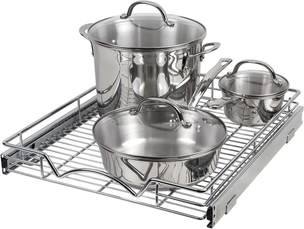 Chrome Finish Wire Frame Pull Out Drawer Cabinet Organizer O133972