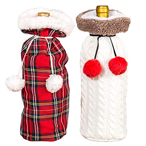 Christmas Wine Bottle Covers Polyester 2 Pack H914