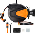 Black Wall Mounted Garden Hose Reel with Sprayer Nozzle L972