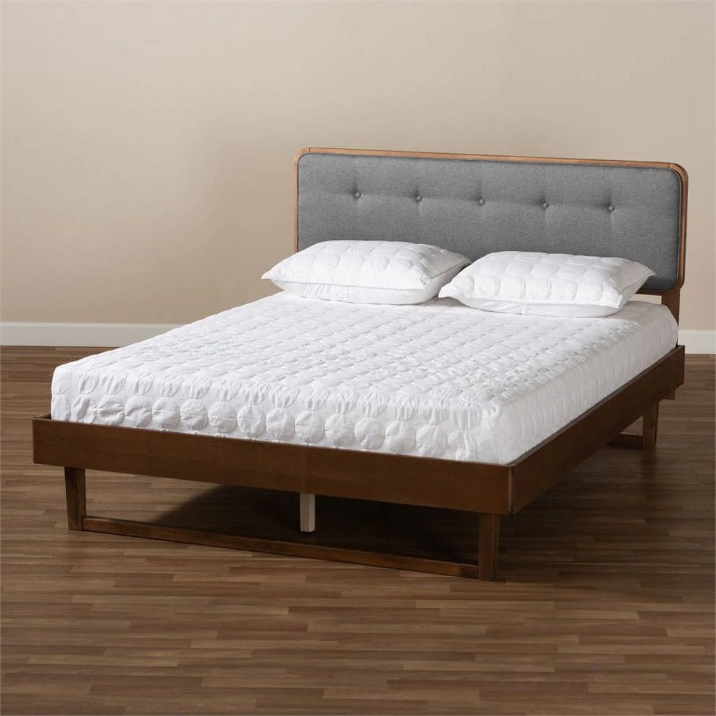 Gray Upholstered Wood King Size Platform Bed Y67334