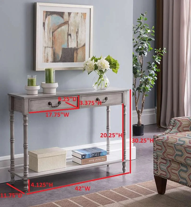 Washed Oak 2 Drawer Console Table with Shelf R232711