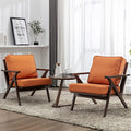 Brown Leather Upholstered Armchair with Wood Frame I9123