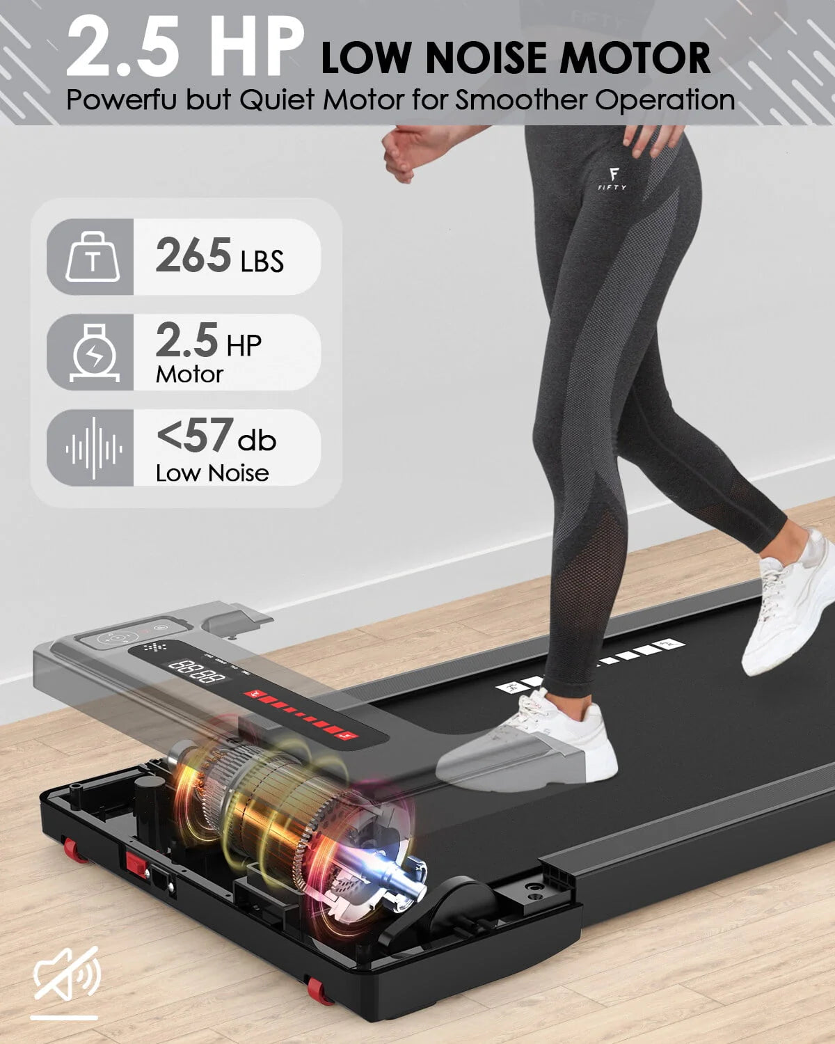Electric Treadmill 2.5HP Portable Walking Machine with Bluetooth W261099