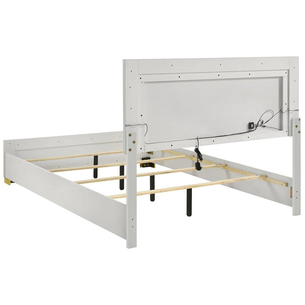4-piece Contemporary Wood Eastern King Bedroom Set White and Gold T310635