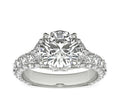 14K White Gold Solitaire Engagement Ring with Accents E961