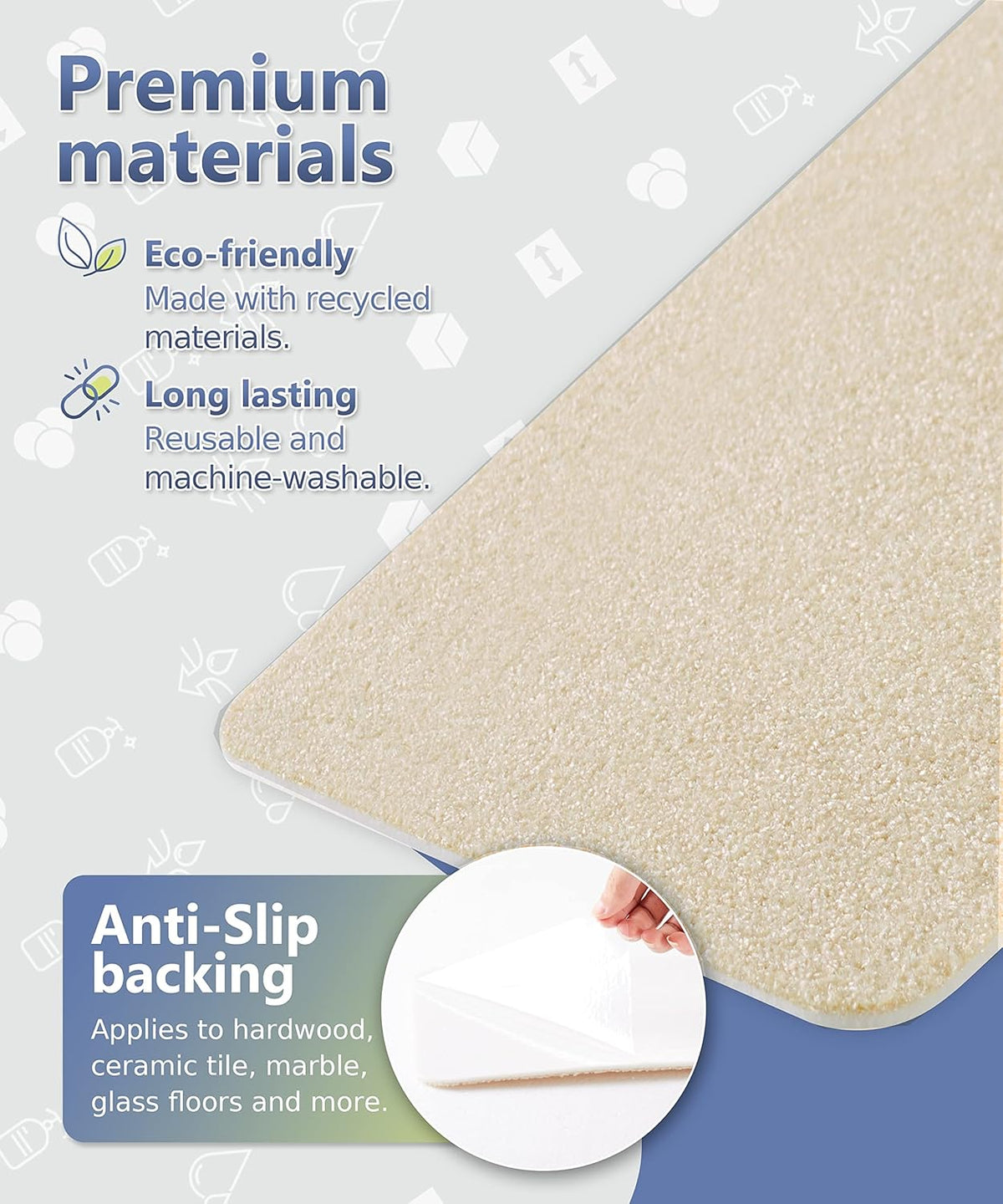 14 Pcs Beige Non Slip Stair Treads with TPE Backing D42113