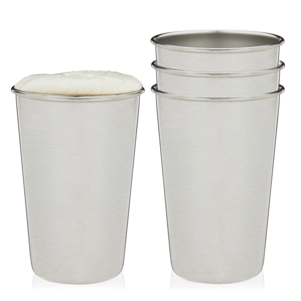 Stainless Steel Pint Glasses 16 Oz Set of 4 B556760