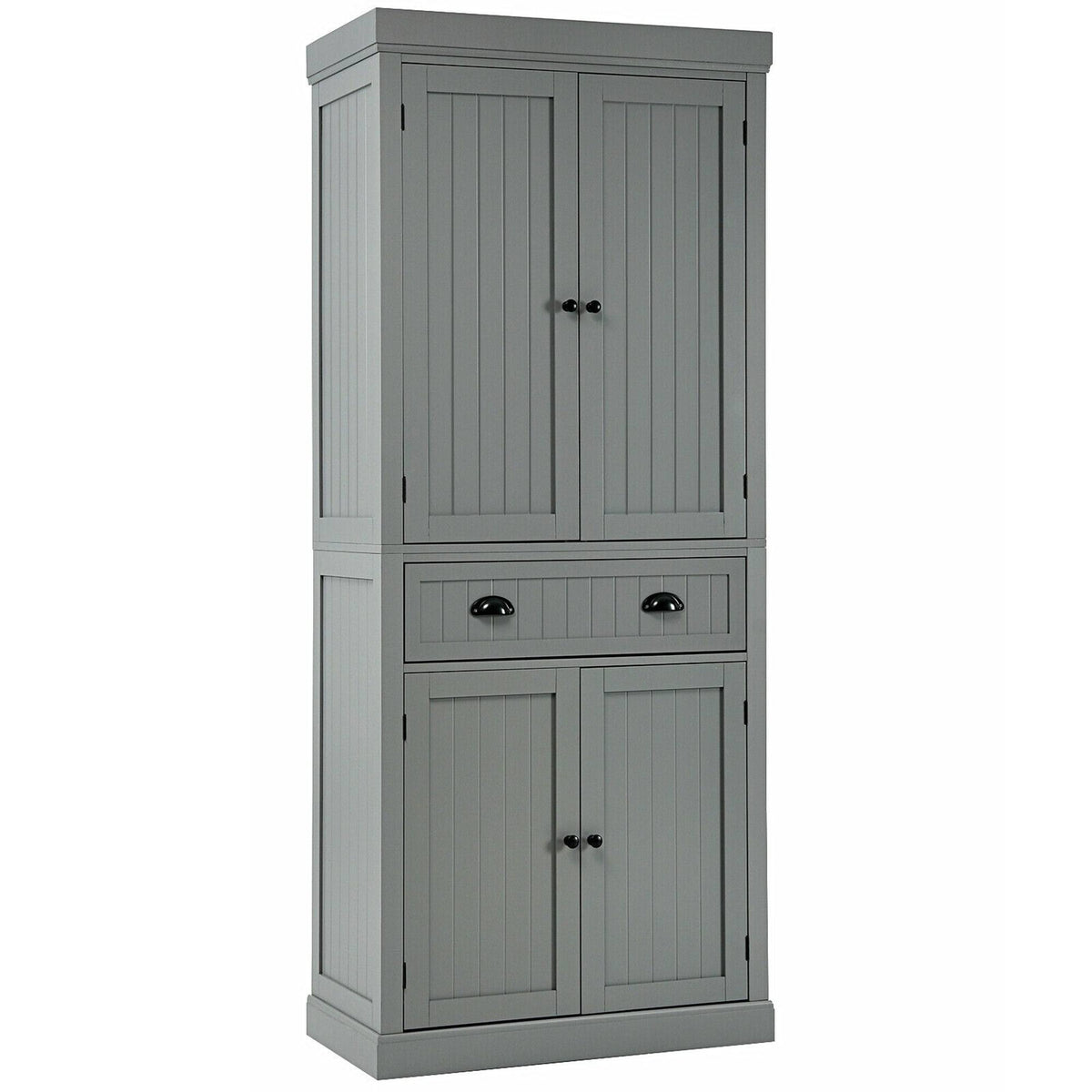 Grey Freestanding Kitchen Cabinet Pantry Cupboard with Shelves J541