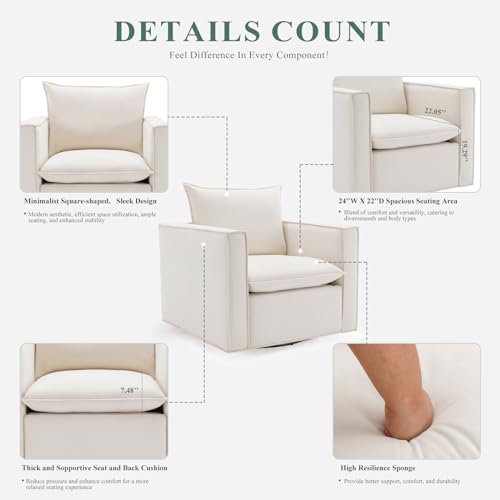 Beige Upholstered Swivel Accent Chair W842