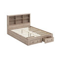 Queen Size Rustic Oak 2 Drawer Storage Platform Bed H40463