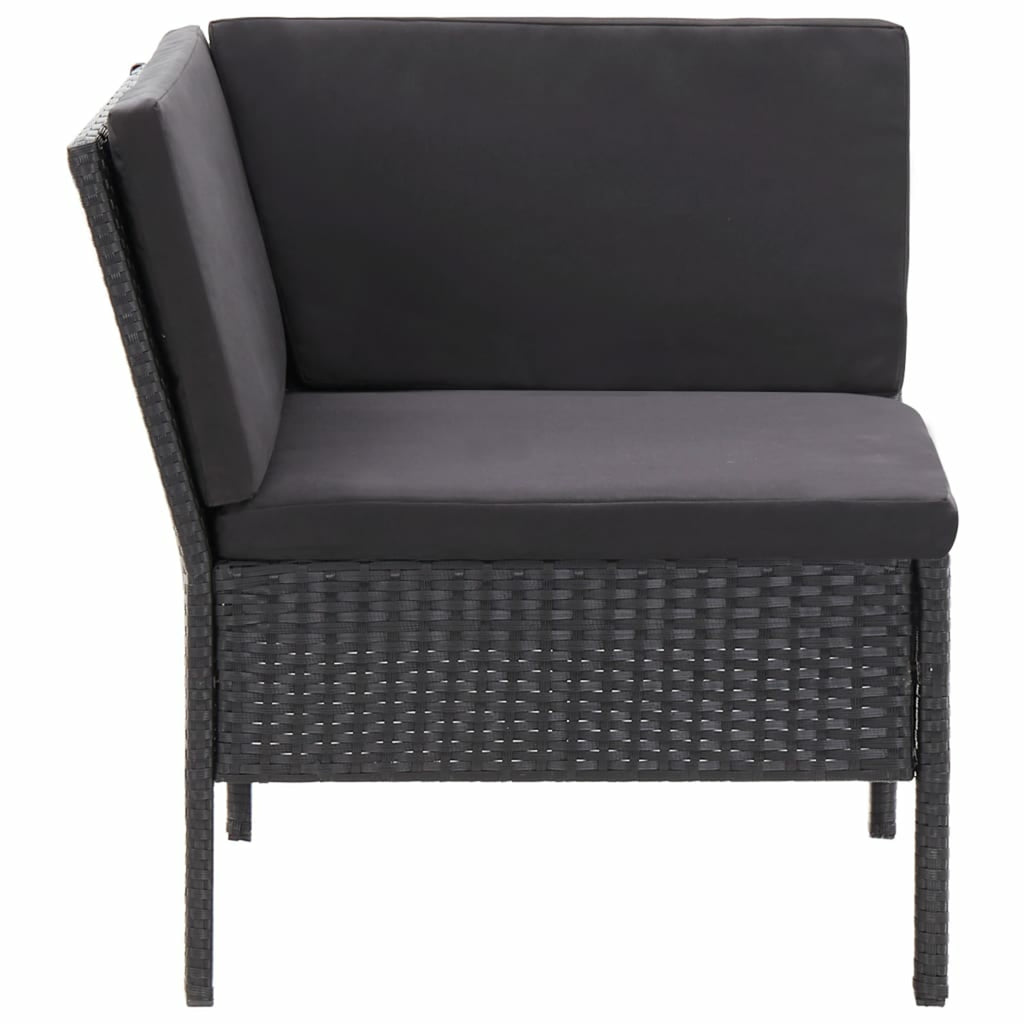 3 Piece Poly Rattan Outdoor Sectional Sofa Set with Cushions Steel Frame A473
