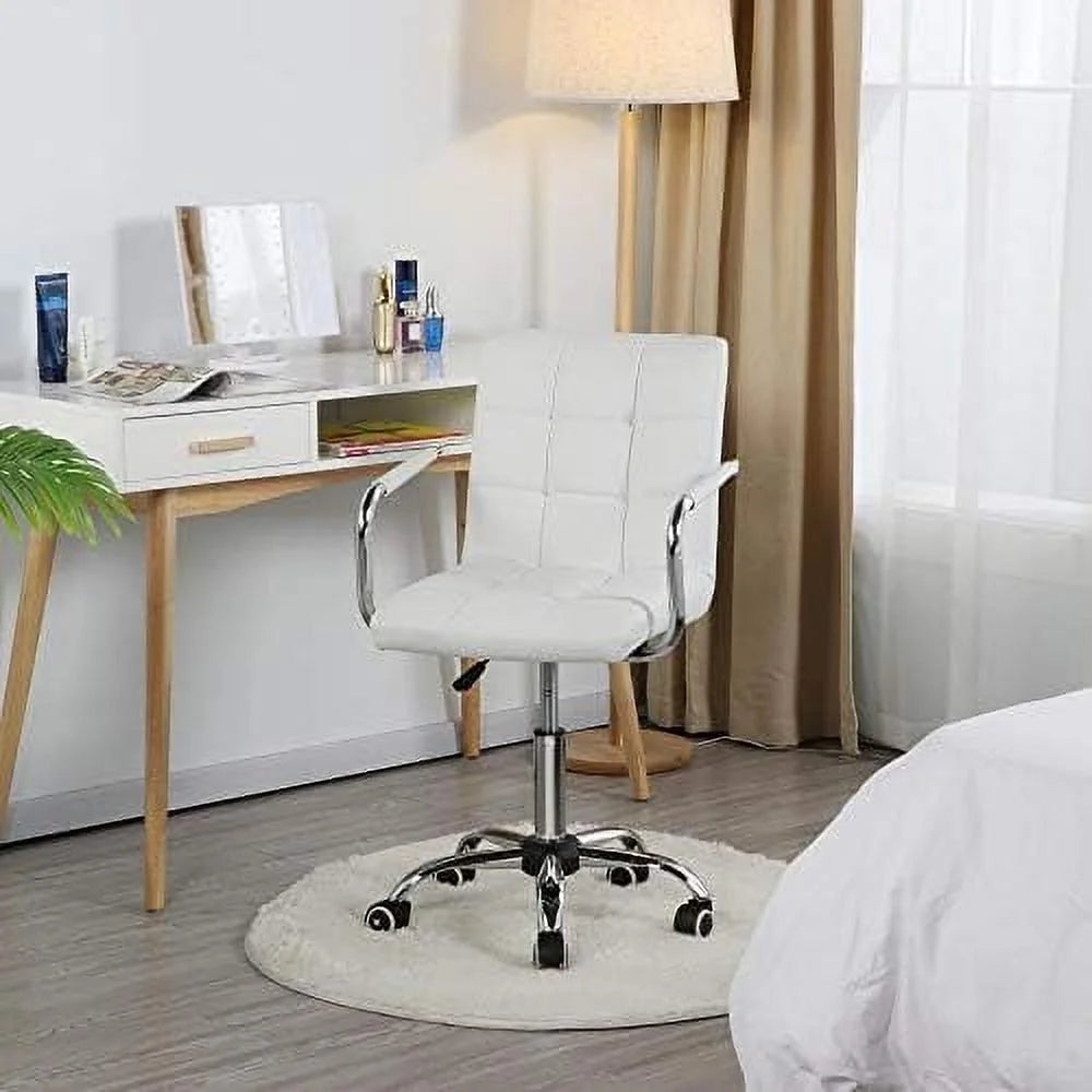 Adjustable Swivel Faux Leather Office Chair White Y412