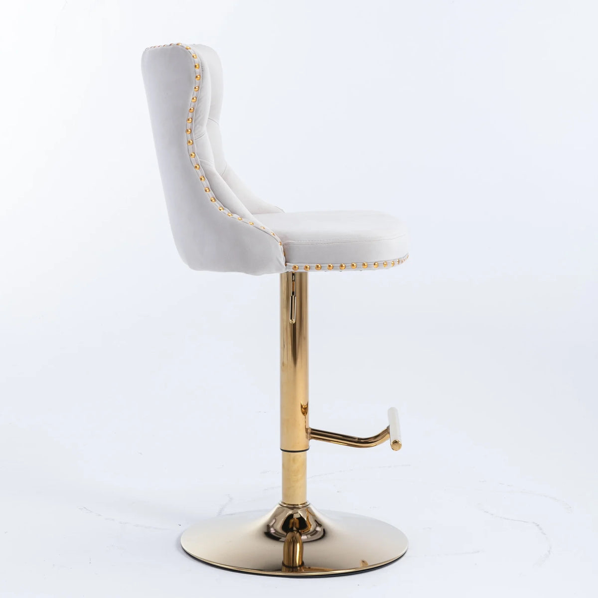 Beige Velvet Swivel Bar Stools Set of 2 with Back Q1129