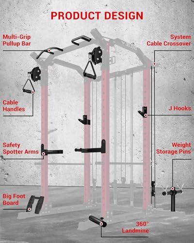 Multi-Function Power Rack with Cable Crossover System H9010