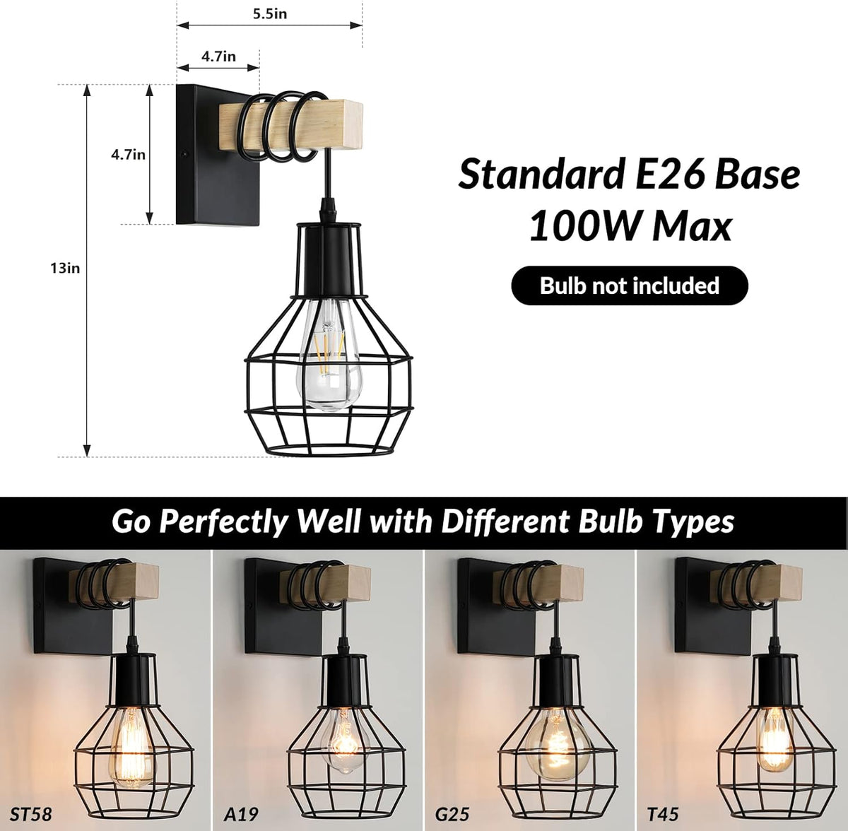 Black Wall Sconces Set of 2 I676