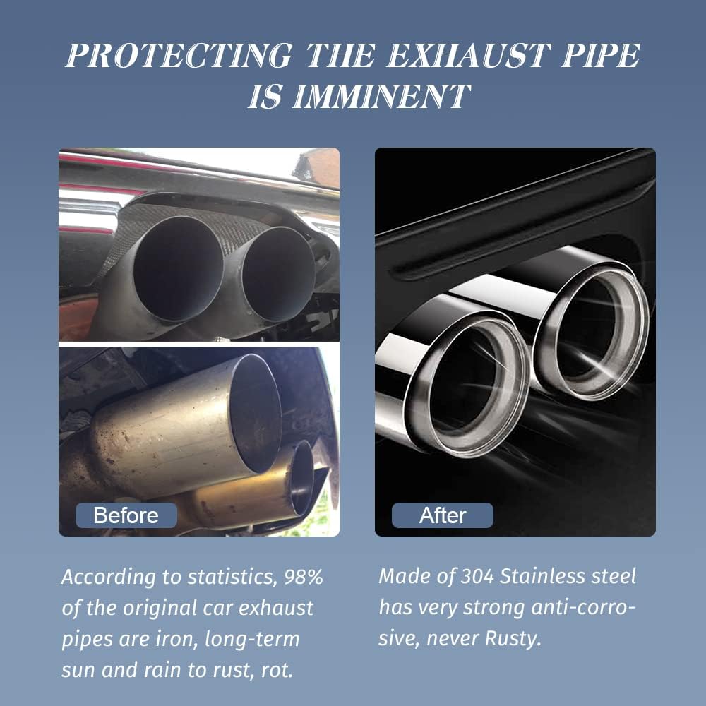 2PCS 2.5 Inch Inlet Black Exhaust Tips Stainless Steel Pack of 2 U5471