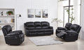 Black Bonded Leather Reclining Sofa 3 Piece Set S37572