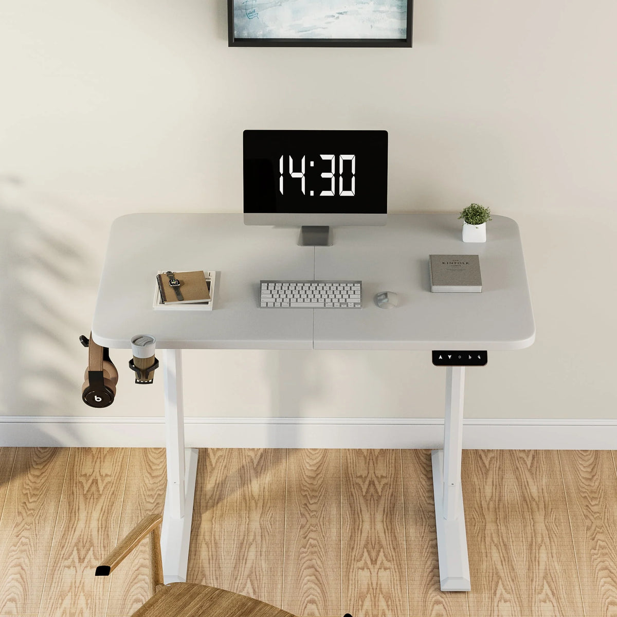 Electric Height Adjustable 43 inch Standing Desk White V8991
