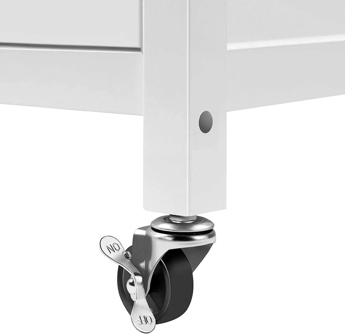 White Rolling Kitchen Island with Single Door Cabinet A861