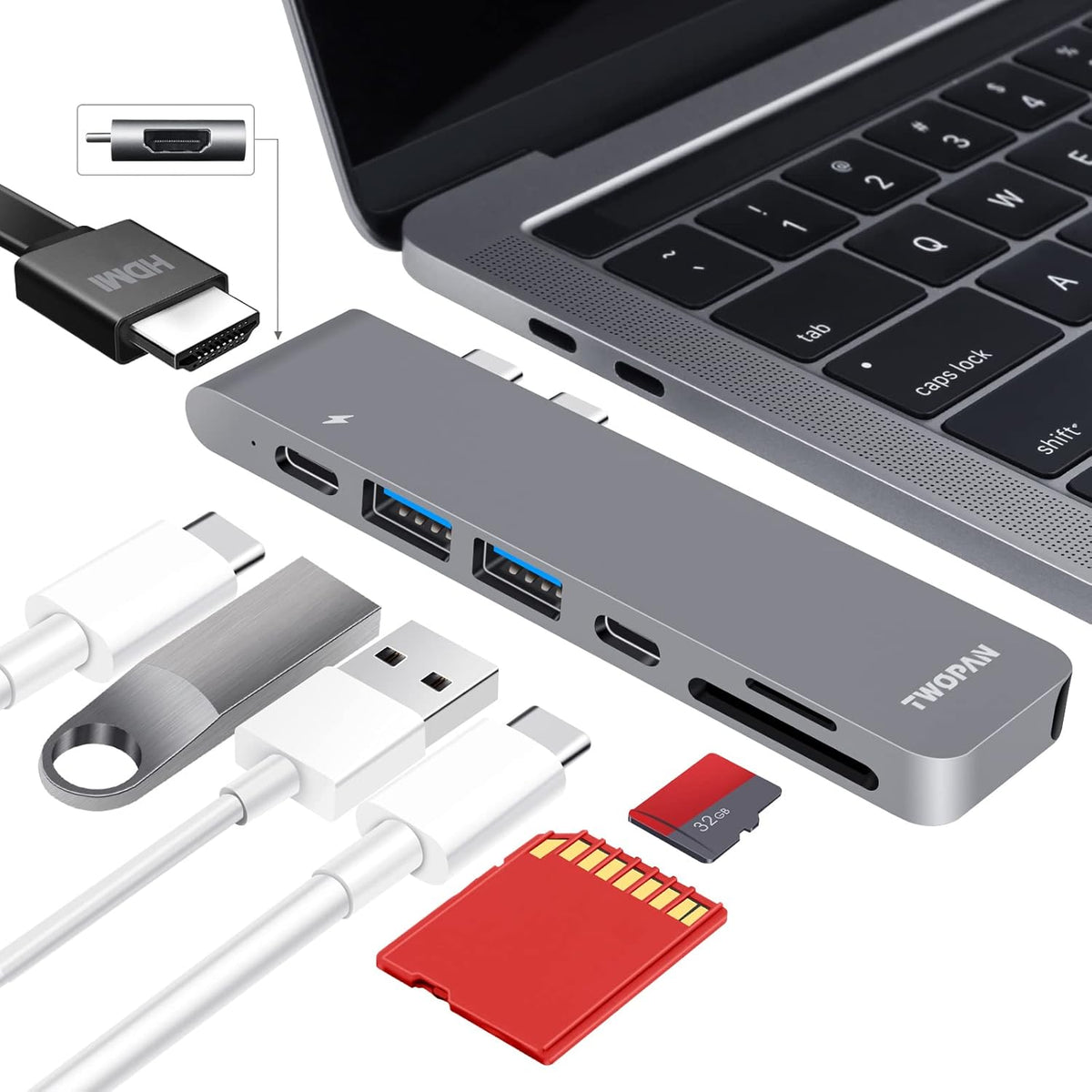USB C Hub with 4K HDMI, SD/TF Card Reader L5535