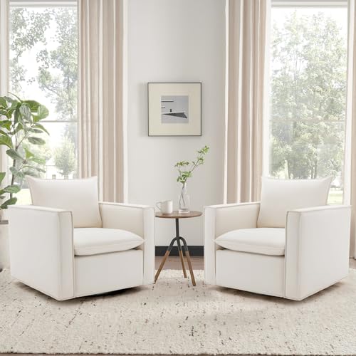 Beige Upholstered Swivel Accent Chair W842