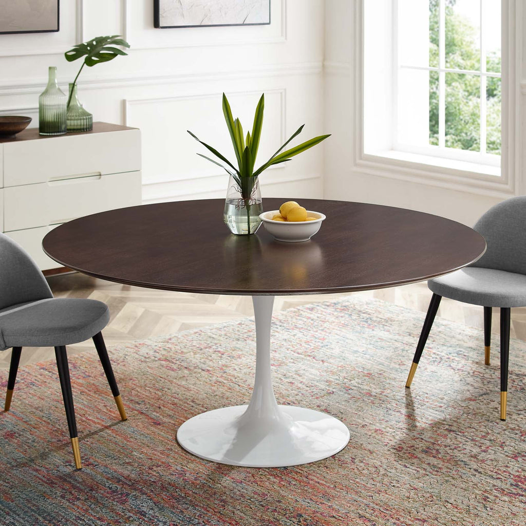 60 inch Round White Walnut Wood Dining Table G934878