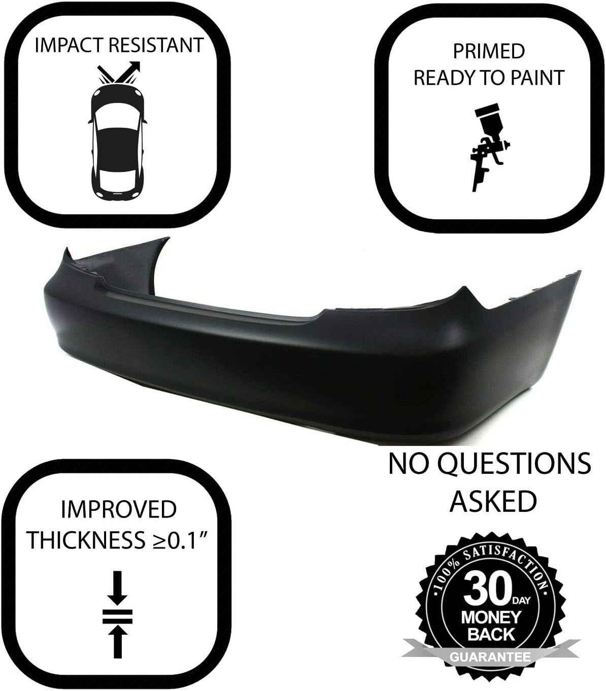 Rear Plastic Bumper Cover Fascia for 2002-2006 Toyota Camry Sedan C14204