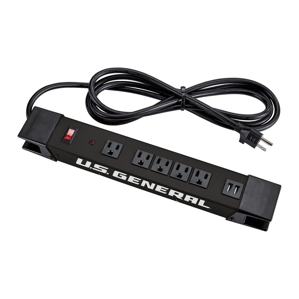 5-Outlet Magnetic Power Strip with Metal Housing and 2 USB Ports E353838